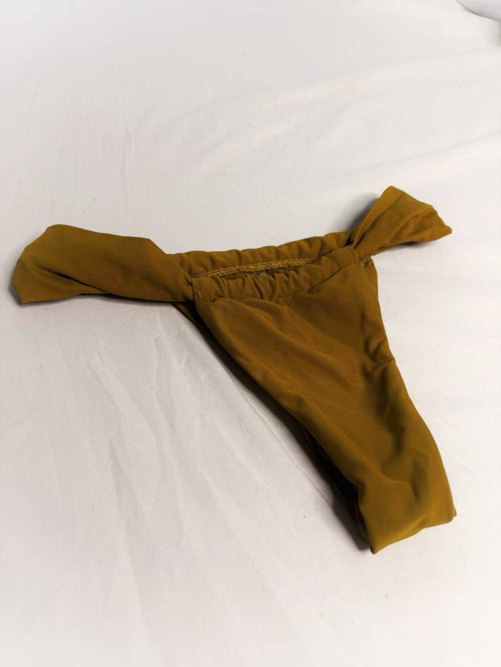 Woman’s Stretch Bikini Bottoms in Mustard Yellow